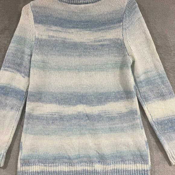 Gap Forever Cozy Knit Sweater Bluespace Dye Blue Striped Cozy Womens Size S - Picture 6 of 8